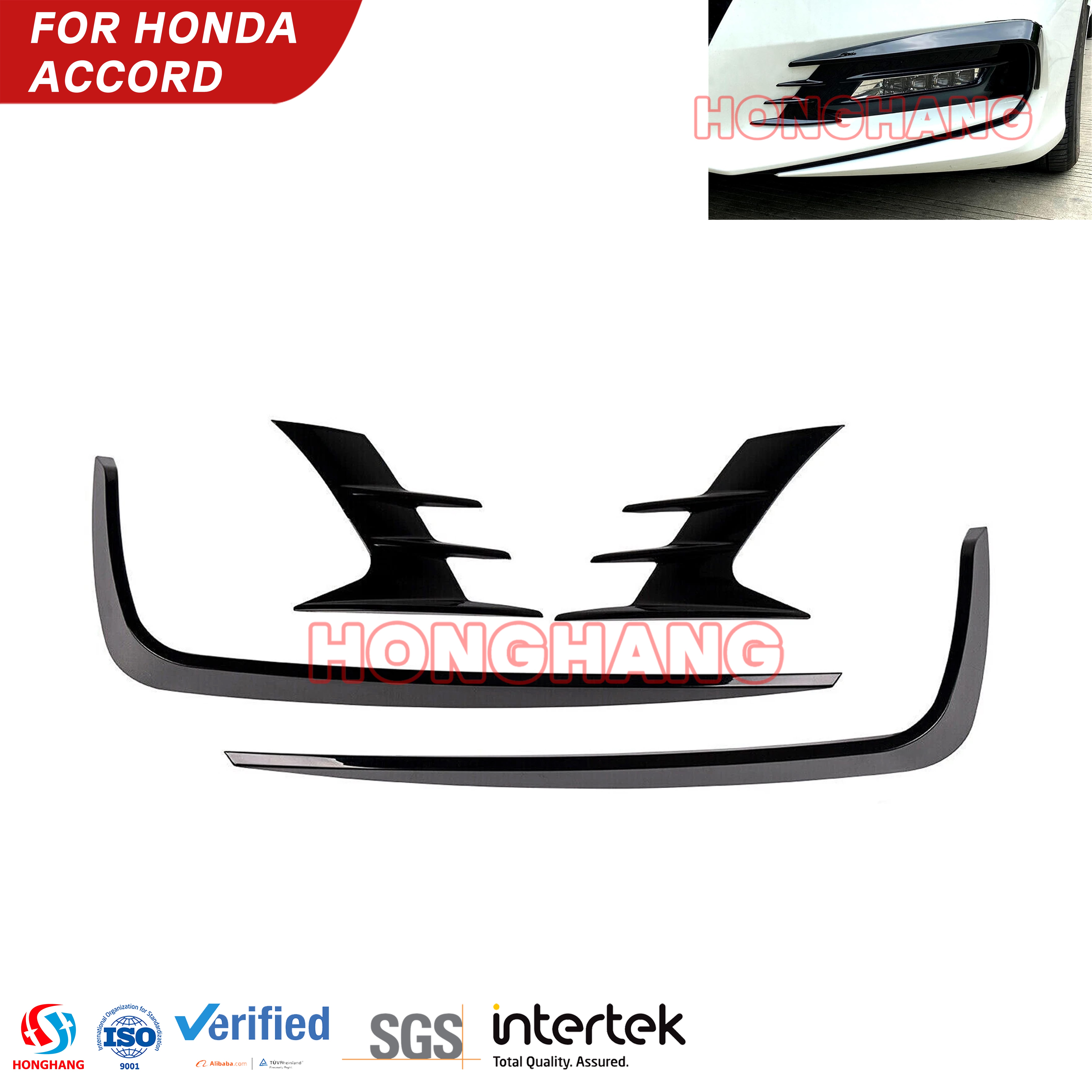 Front Fog Light Trim Eyebrow Cover For Honda Accord 2018 2019 2020