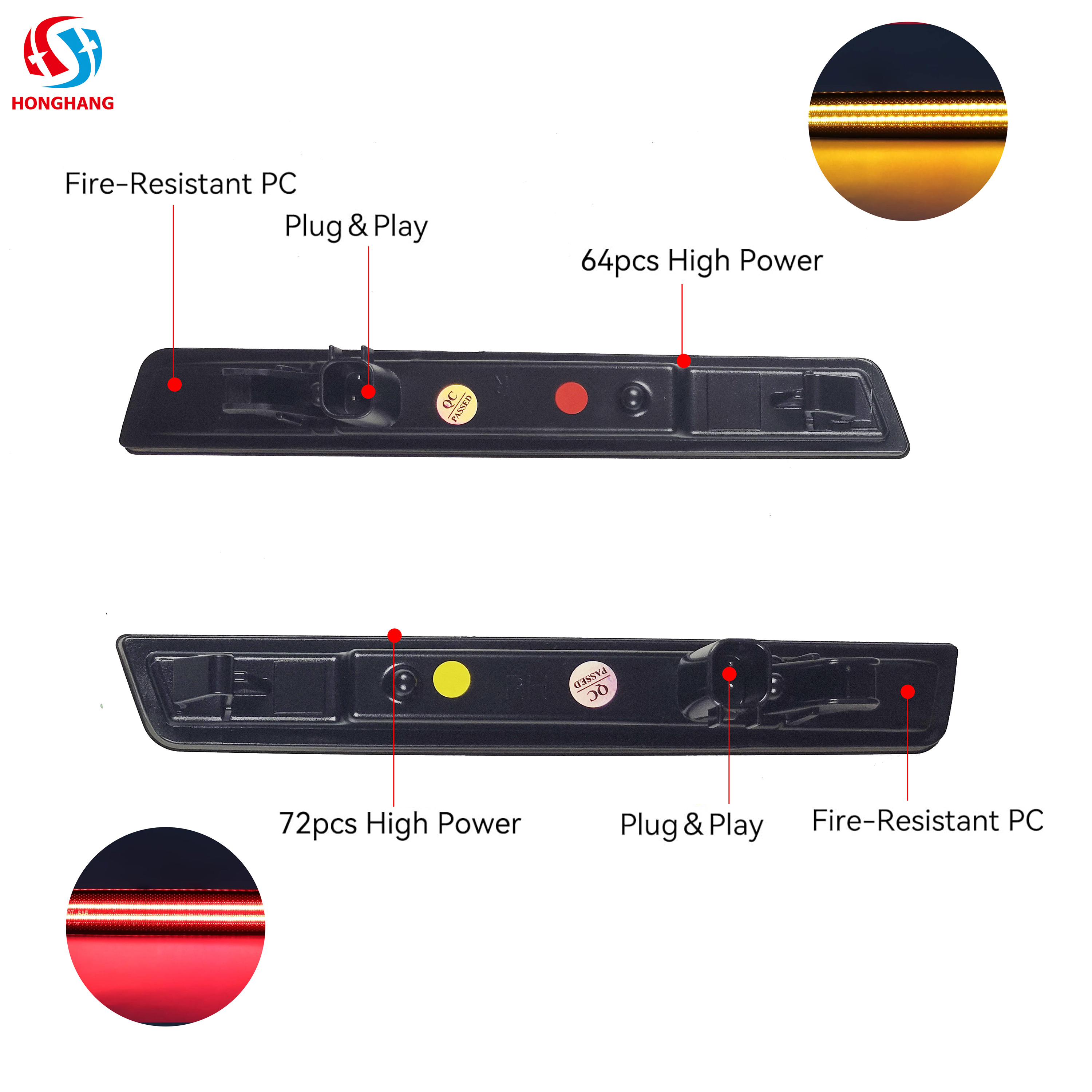 HONGHANG Dodge Challenger Front & Rear LED Side Marker Lights