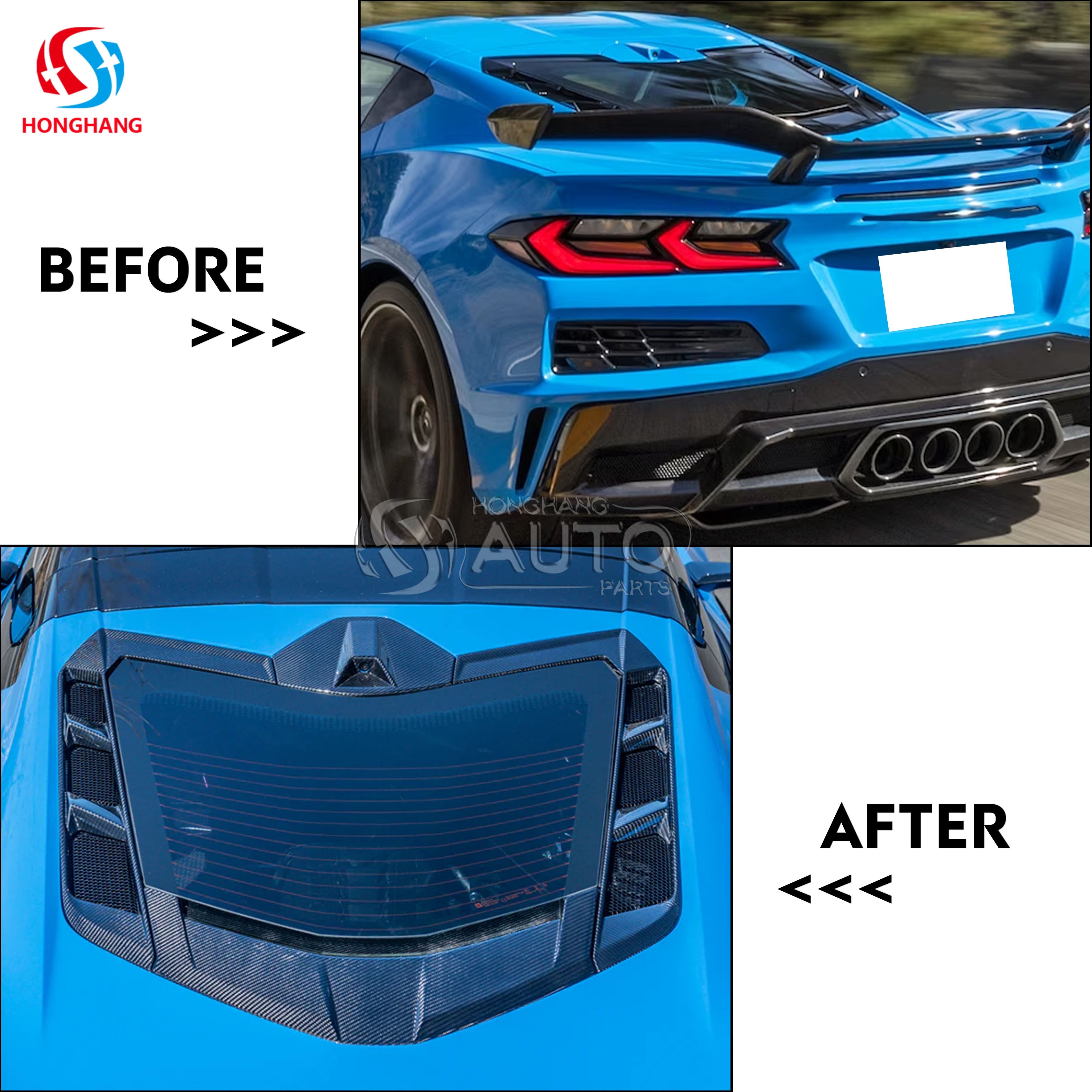 Rear Bumper Window Vent Cover For Chevrolet Corvette C8 2020 2021 2022 2023