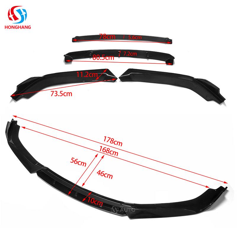 New Arrivals Front Bumper Lip Splitter Four Sections For Honda Civic 2016 2017 2018 2019