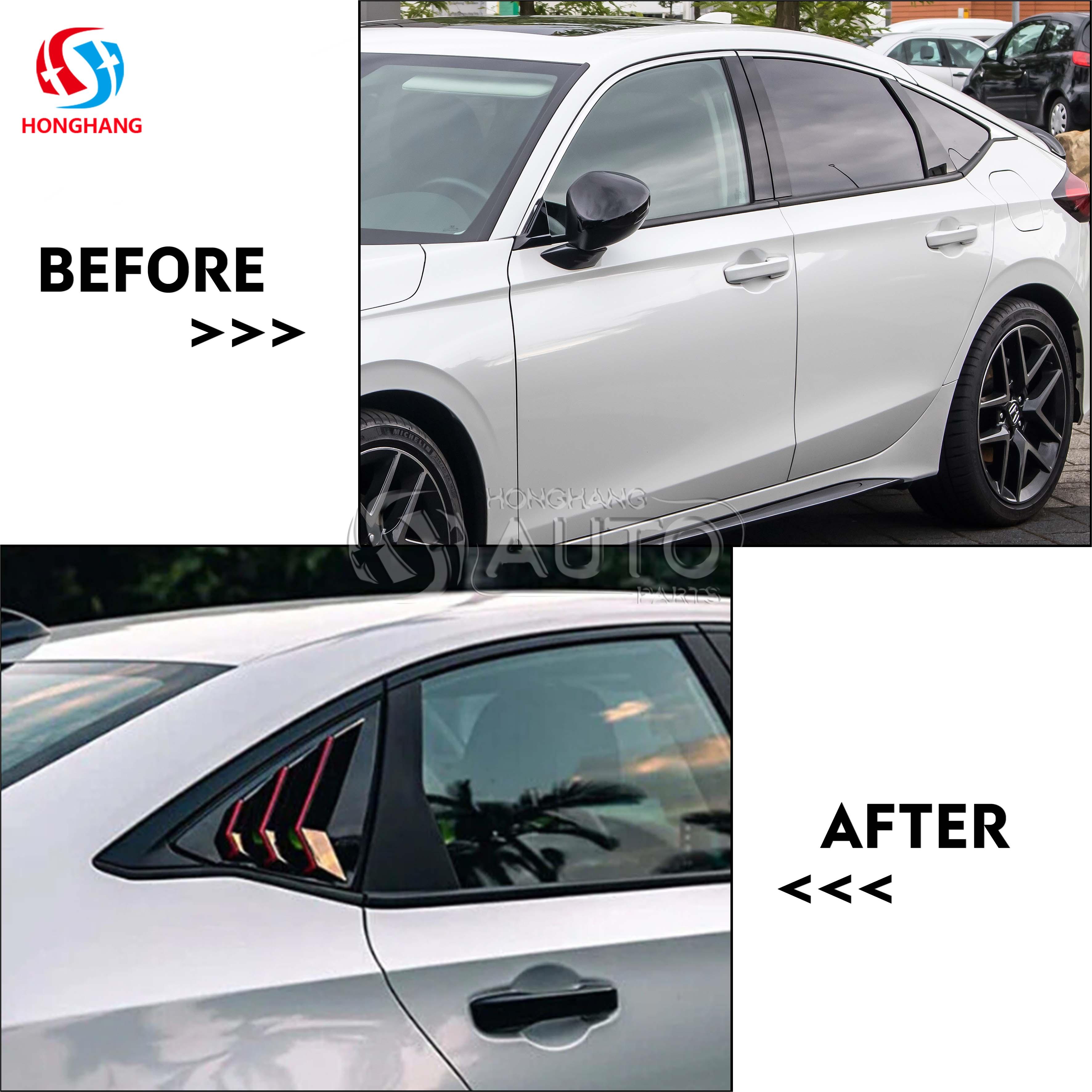 Car Rear Window Triangle Shutters Cover For Honda Civic 2018 2019 2020 2021 2022