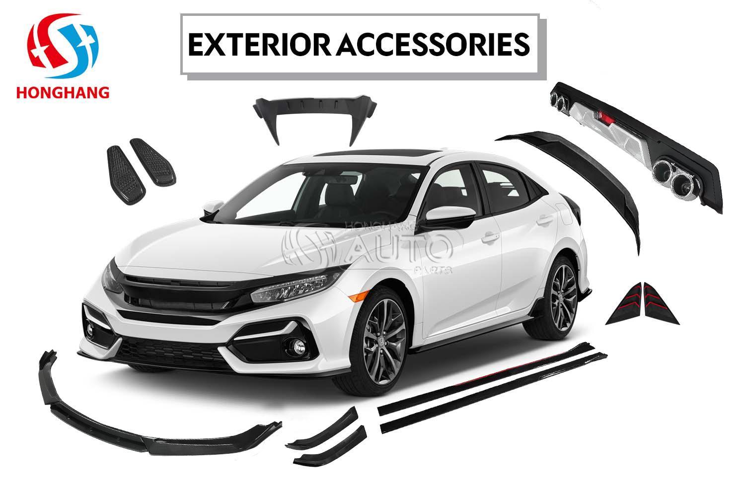 New Arrivals Front Bumper Lip Splitter Four Sections For Honda Civic 2016 2017 2018 2019
