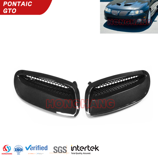 2004-2006 Pontiac GTO Trackspec Vented Heat Extractor Black Hood Louvers Pair
