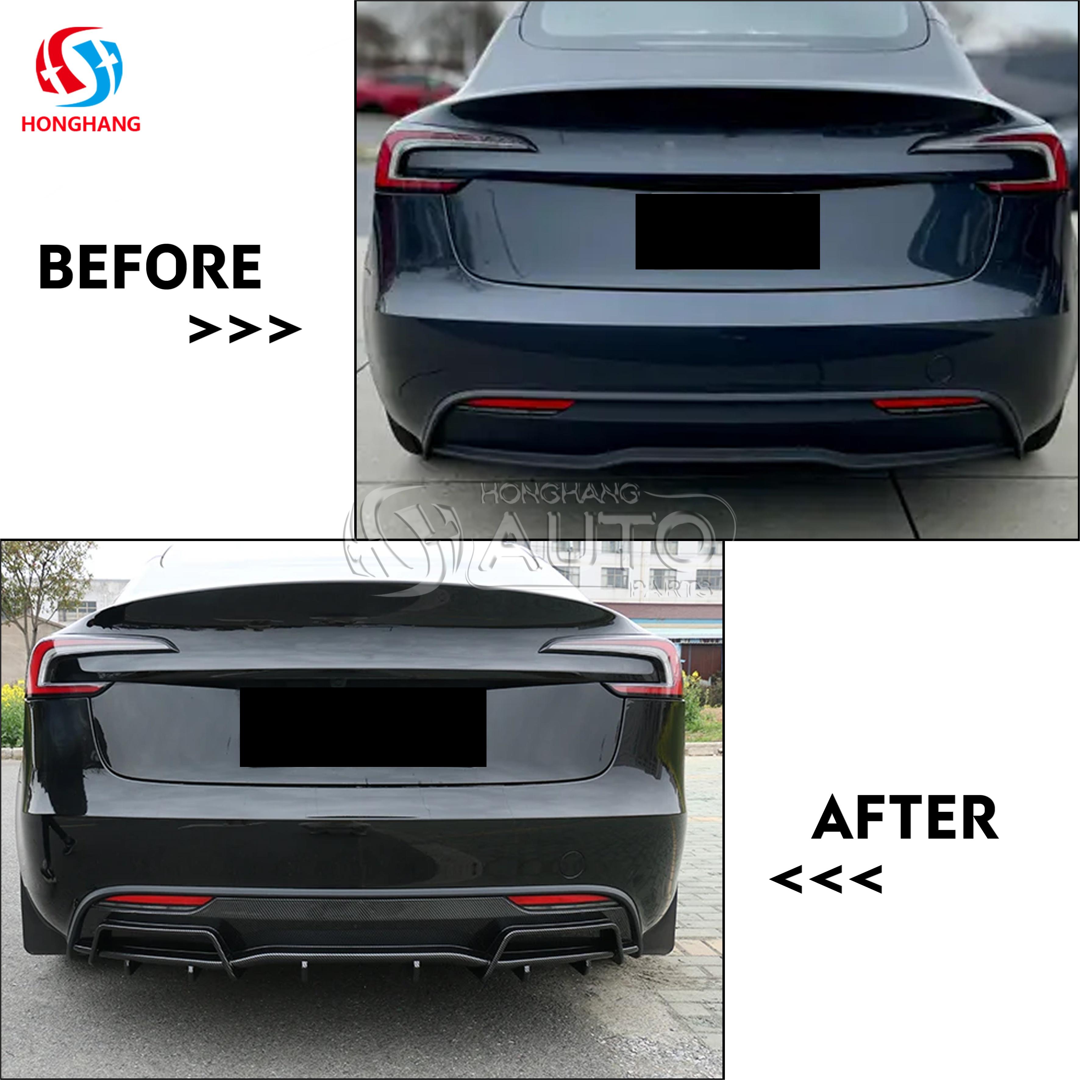 Rear Bumper Diffuser Spoiler Lower Boot Lip Kit For TESLA Model 3 2017 2018 2019 2020 2021 2022 2023
