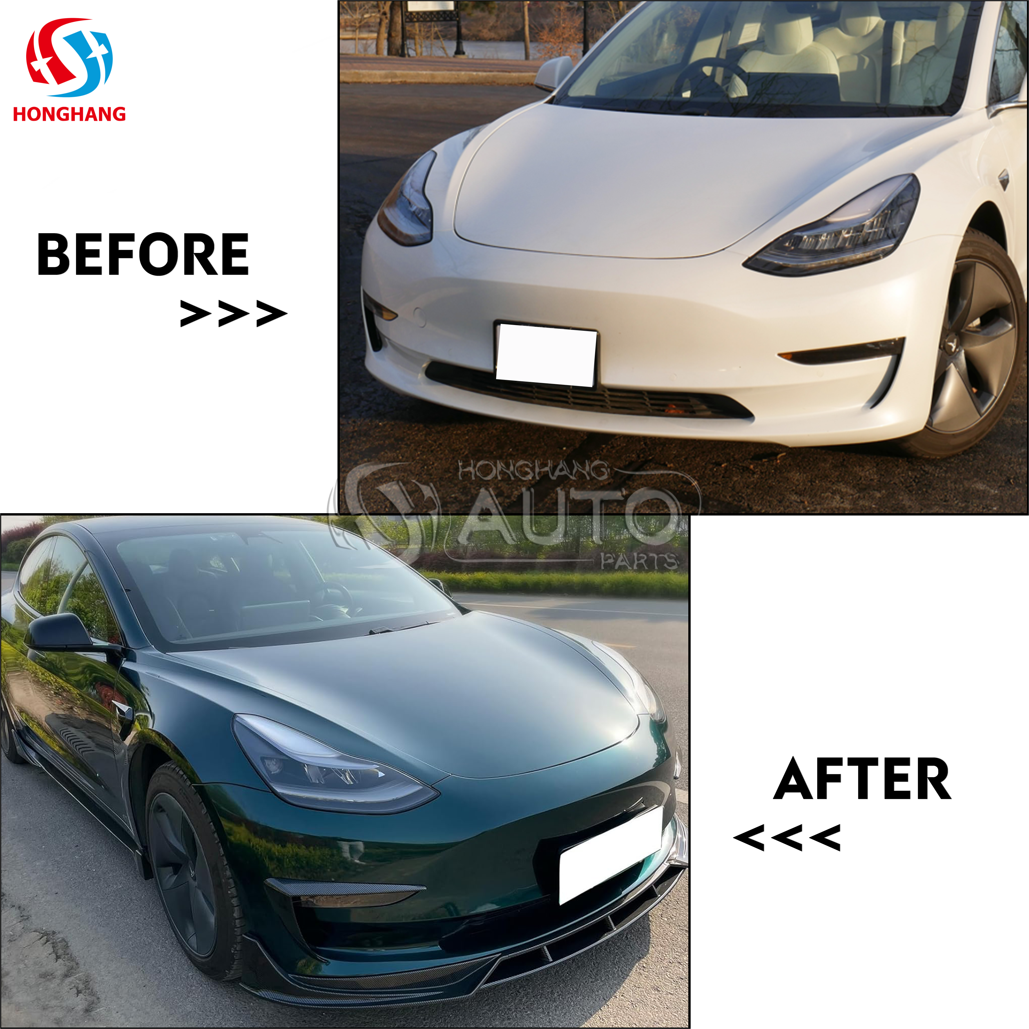 Front Bumper Lip Splitter For Tesla Model3 2017 2018 2019 2020 2021 2022 2023
