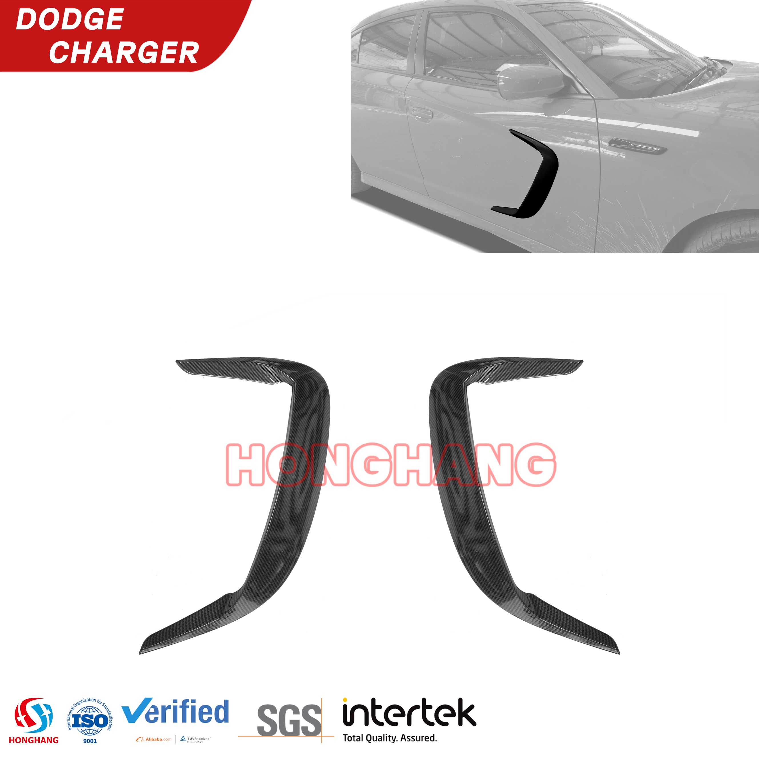 Side Wing Spoilers for Dodge Charger 2011 2012 2013 2014 2015 2016 2017 2018