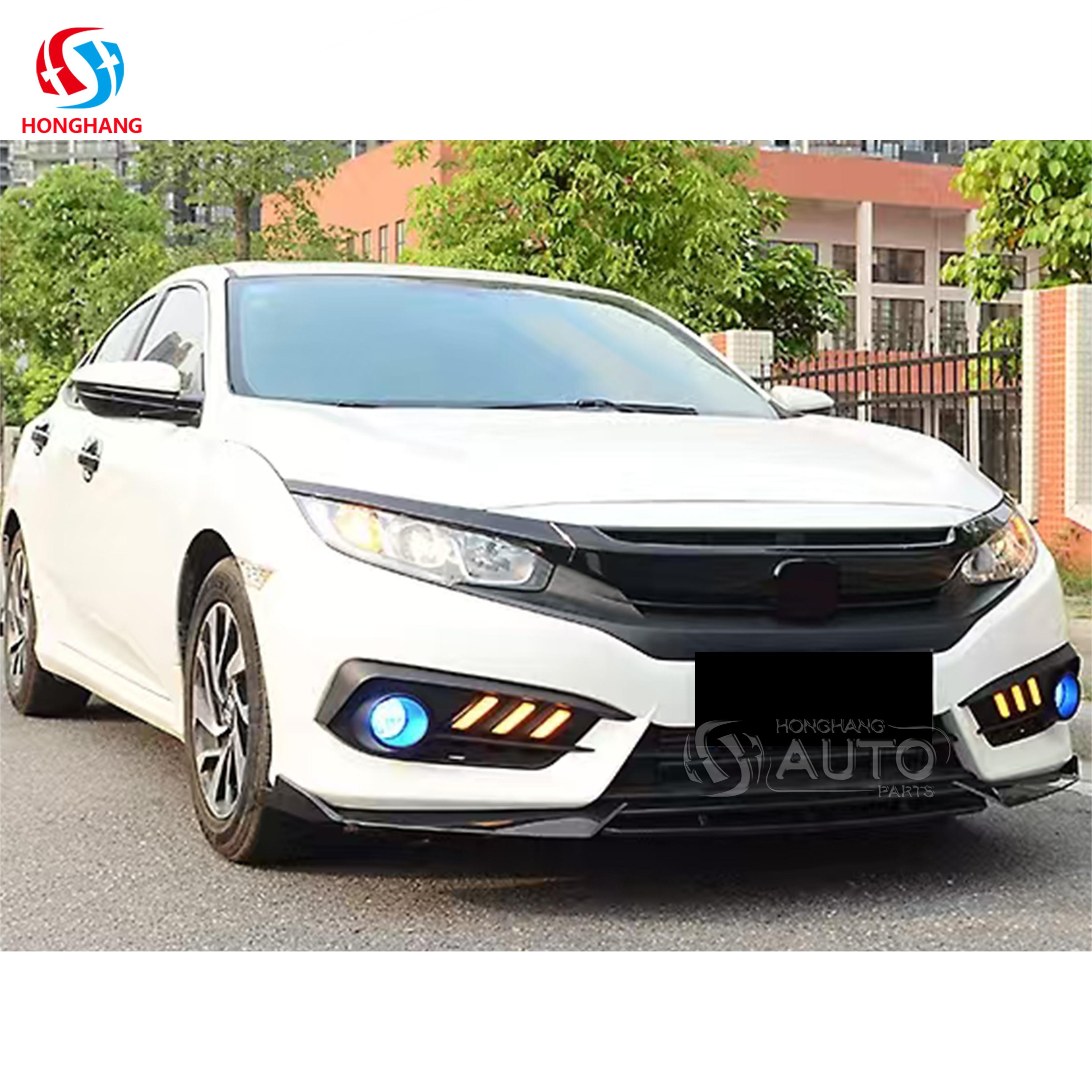 New Arrivals Front Bumper Lip Splitter Four Sections For Honda Civic 2016 2017 2018 2019