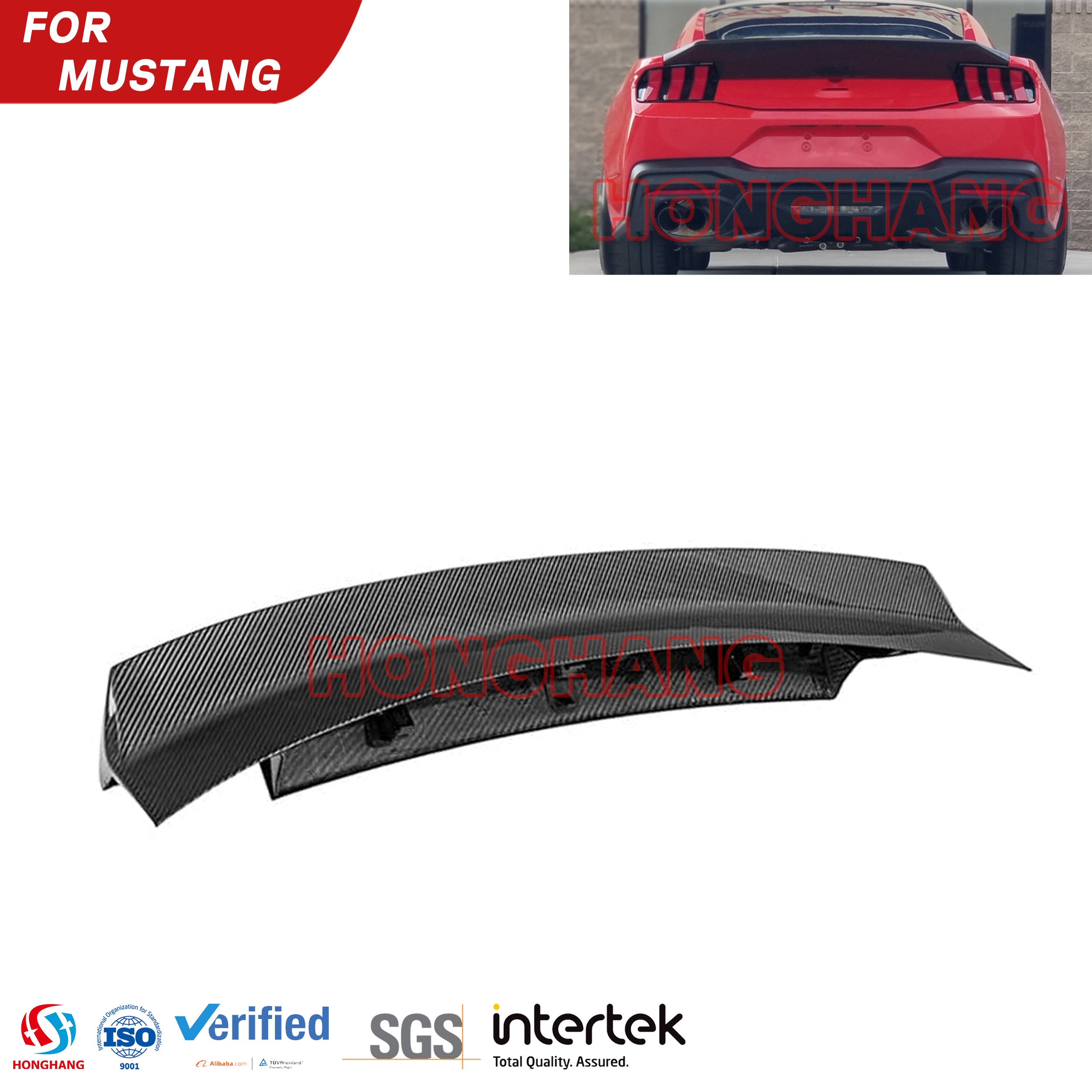 ABS Plastic Gloss Black Rear Spoiler for Ford Mustang 2024+