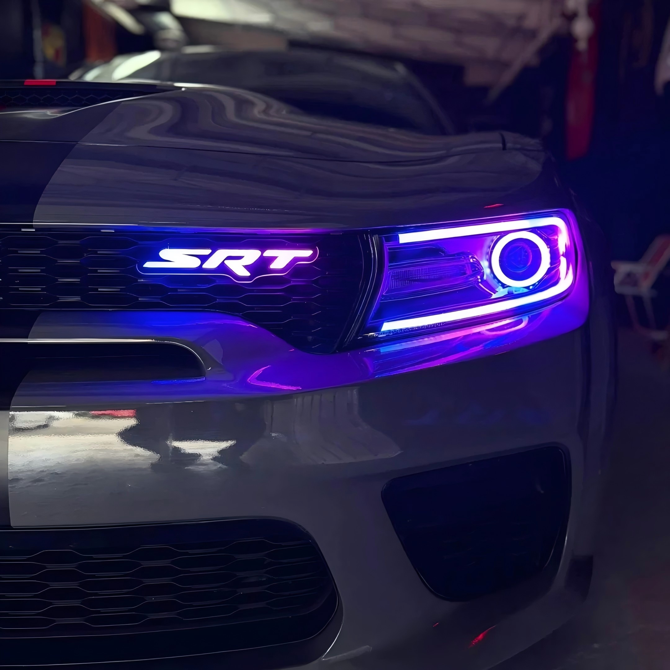 RGBW-flow-series-dodge-srt-led-grille-emblem-installed
