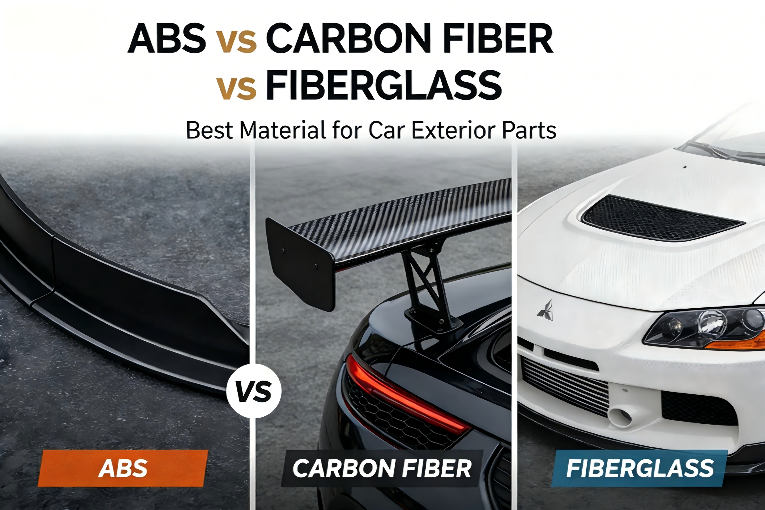 Automotive Exterior Parts Materials Comparison: ABS vs PP vs Carbon Fiber vs Fiberglass