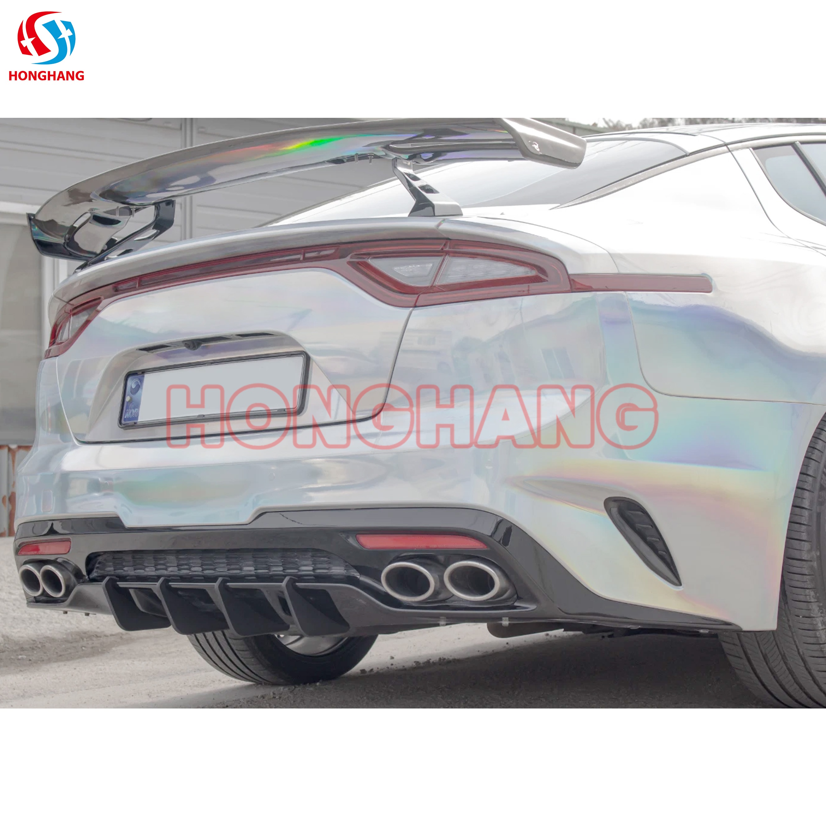 HONGHANG Kia Stinger Rear Diffuser Shark Fin Bumper Lip Splitter 2018 2019 2020 2021 2022 2023